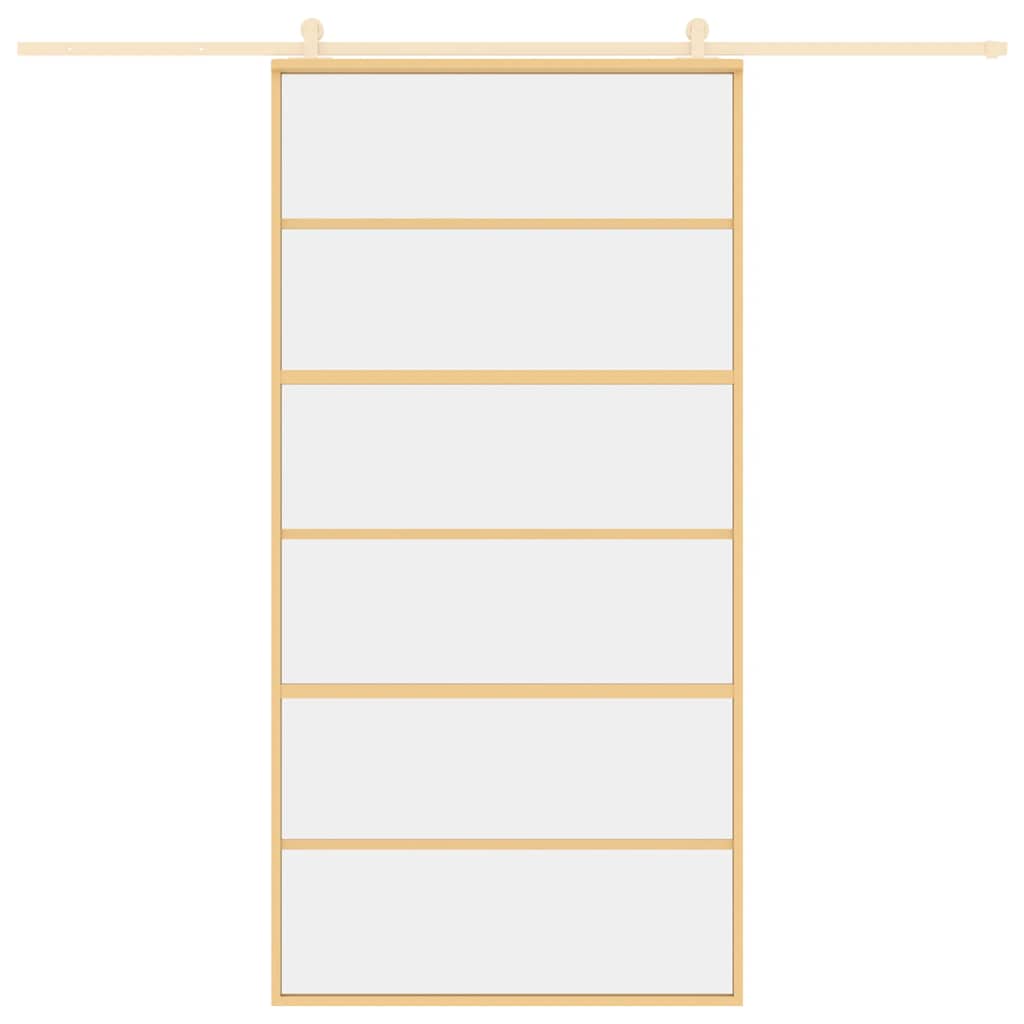 Vidaxl schuifdeur 102,5x205 cm helder esg-glas en aluminium goudkleur