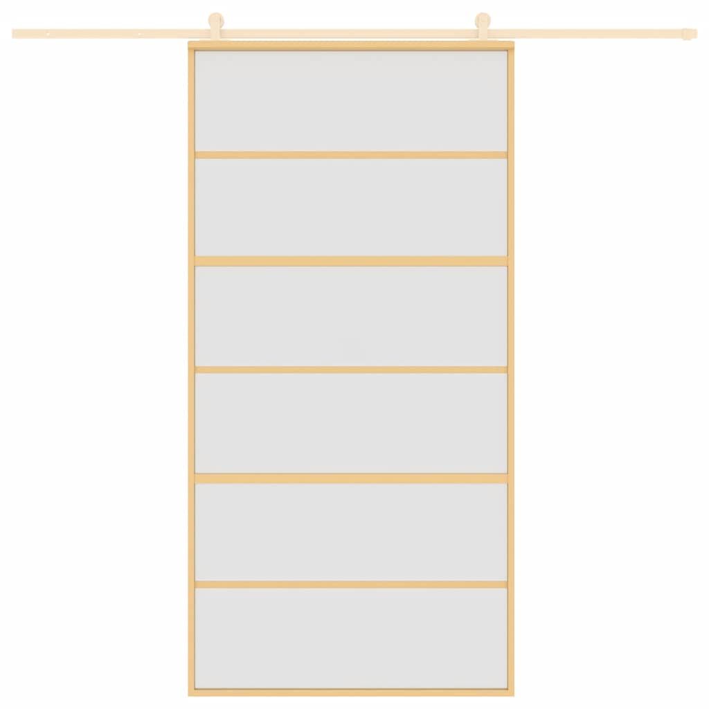 Vidaxl schuifdeur 102,5x205 cm mat esg-glas en aluminium goudkleurig
