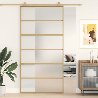 Porta scorrevole Vidaxl 102.5x205 cm vetro ESG e oro in alluminio