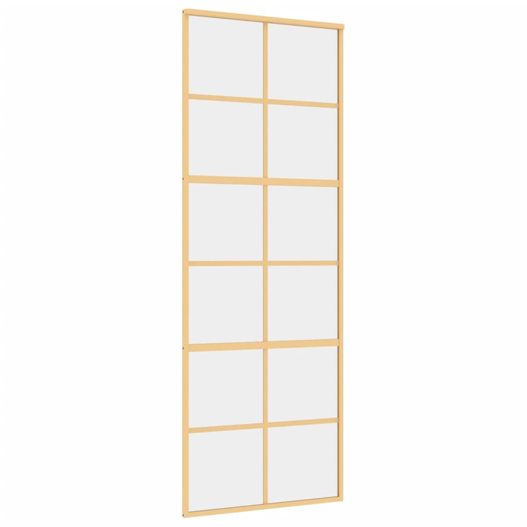 Porta scorrevole Vidaxl 76x205 cm Clear ESG Glass e in oro in alluminio