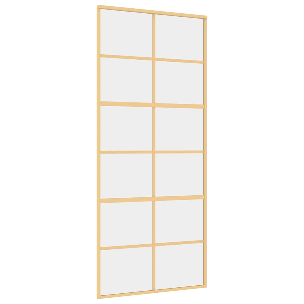 Vidaxl schuifdeur 90x205 cm helder esg-glas en aluminium goudkleurig