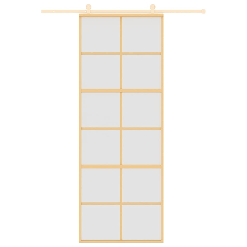 Vidaxl schuifdeur 76x205 cm mat esg-glas en aluminium goudkleurig