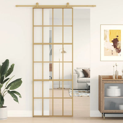 Porta scorrevole Vidaxl 76x205 cm Clear ESG Glass e in oro in alluminio