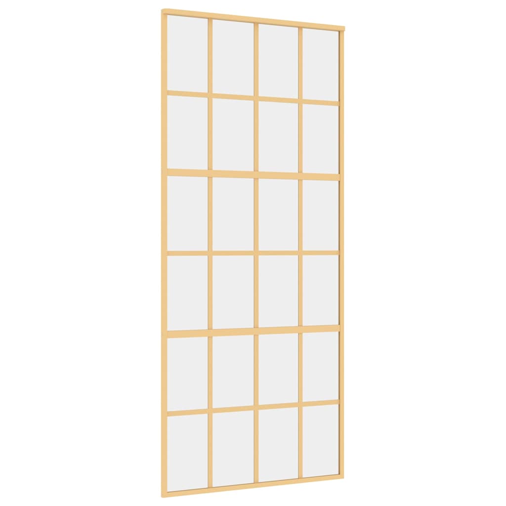 Vidaxl schuifdeur 90x205 cm helder esg-glas en aluminium goudkleurig
