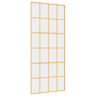 Puerta corredera Vidaxl 90x205 cm de vidrio ESG transparente y color de oro de aluminio