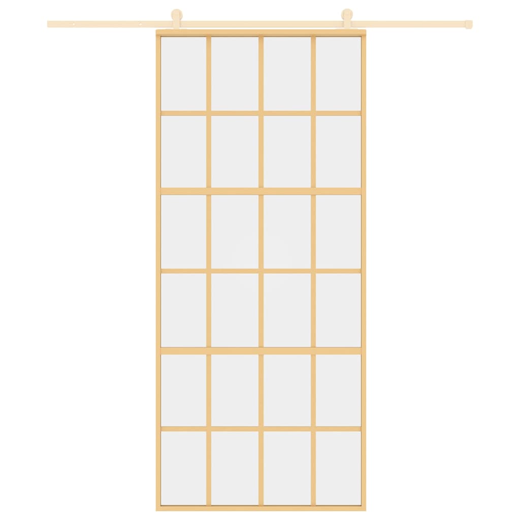 Vidaxl schuifdeur 90x205 cm helder esg-glas en aluminium goudkleurig