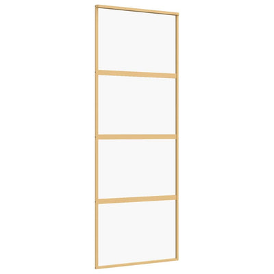Puerta corredera Vidaxl 76x205 cm de vidrio ESG transparente y color de oro de aluminio