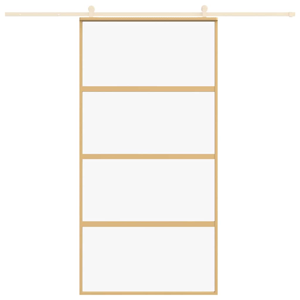 Vidaxl schuifdeur 102,5x205 cm helder esg-glas en aluminium goudkleur