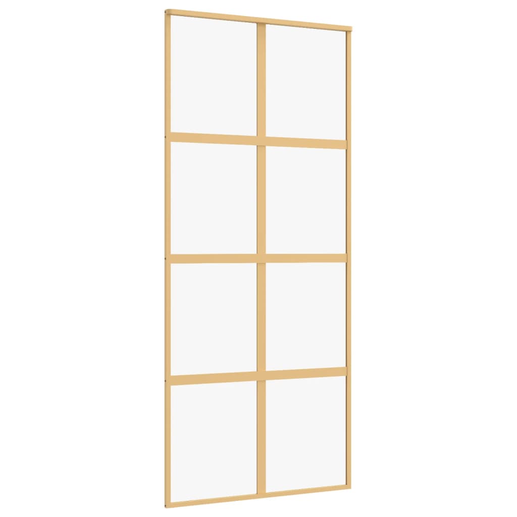 Porta scorrevole Vidaxl 90x205 cm Clear ESG Glass e in oro in alluminio