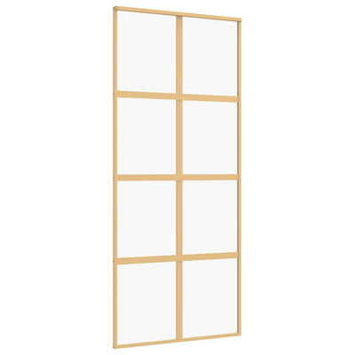 Puerta corredera Vidaxl 90x205 cm de vidrio ESG transparente y color de oro de aluminio