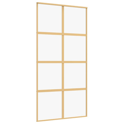 Puerta corredera Vidaxl 102.5x205 cm de vidrio ESG transparente y color de oro de aluminio