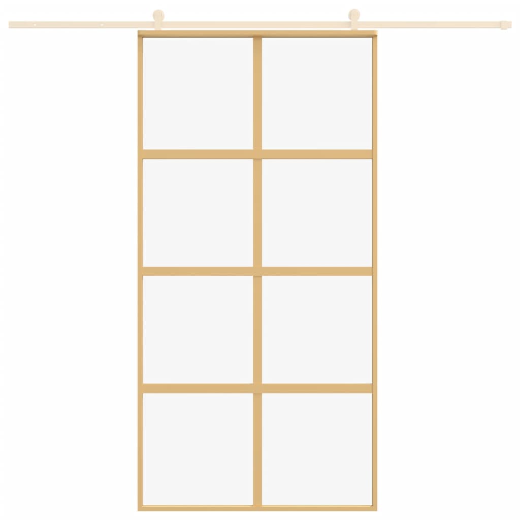 Porta scorrevole Vidaxl 102.5x205 cm Clear ESG Glass e colore in oro in alluminio