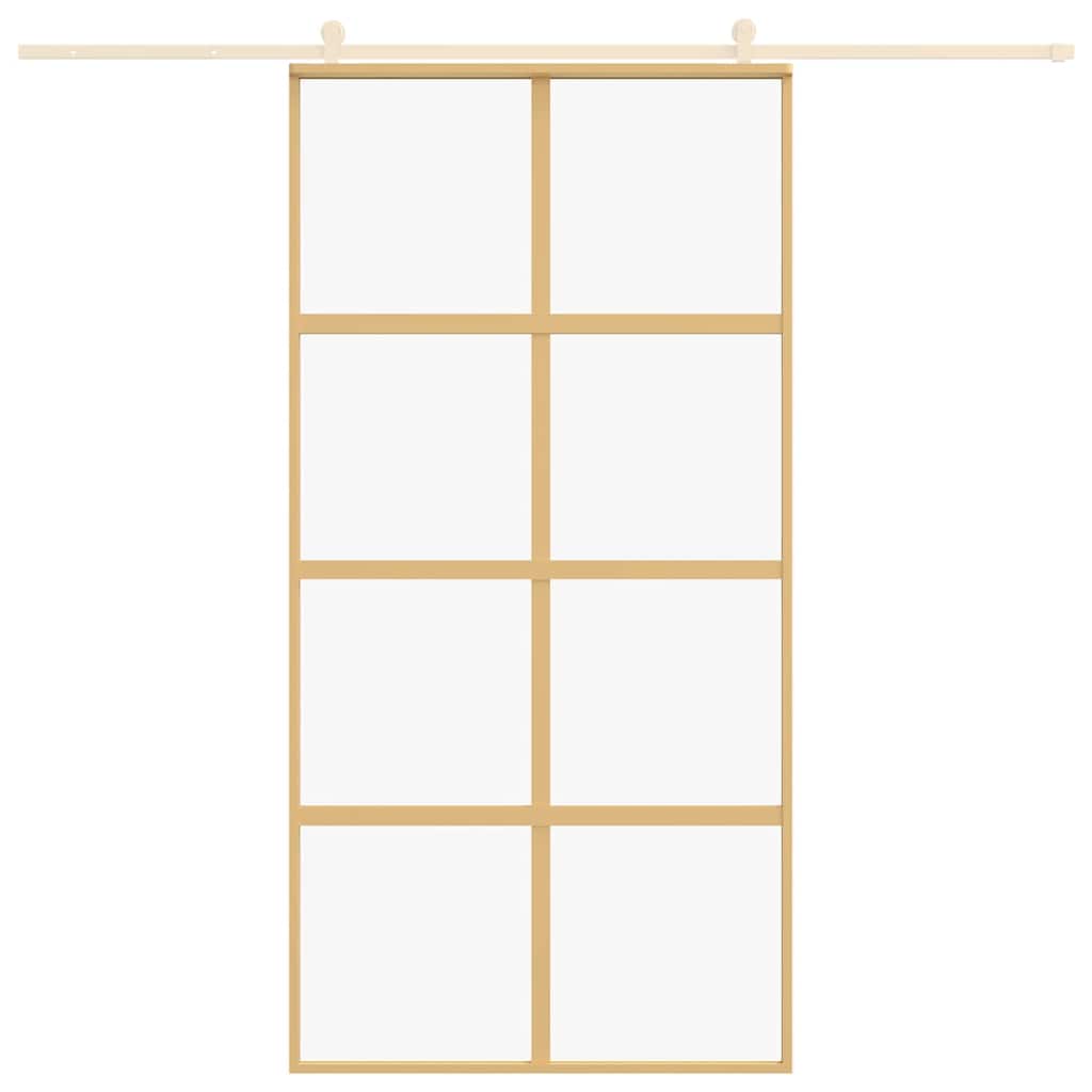 Vidaxl schuifdeur 102,5x205 cm helder esg-glas en aluminium goudkleur