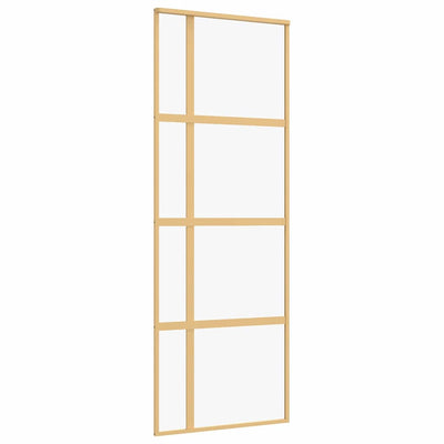 Puerta corredera Vidaxl 76x205 cm de vidrio ESG transparente y color de oro de aluminio