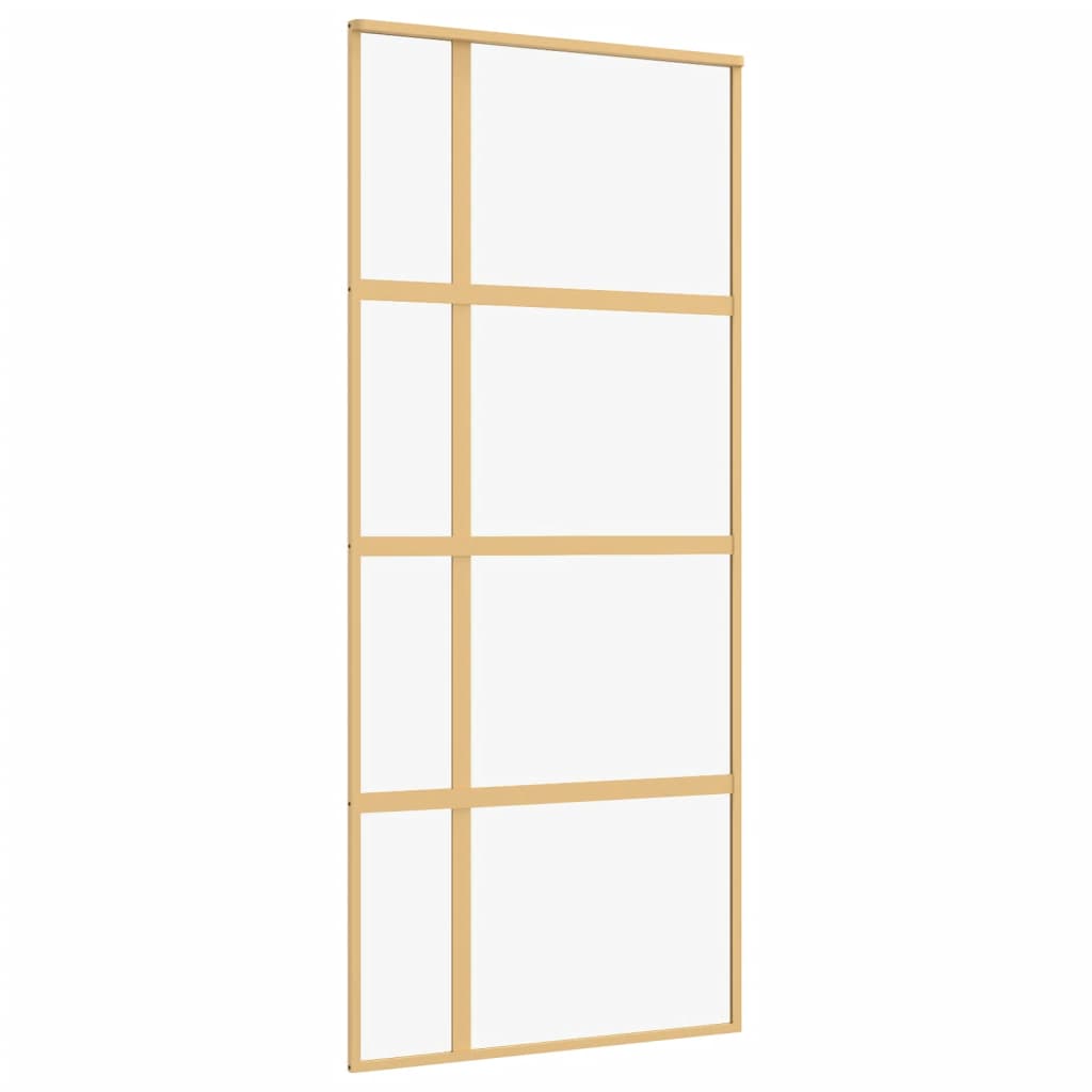 Puerta corredera Vidaxl 90x205 cm de vidrio ESG transparente y color de oro de aluminio