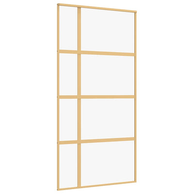 Puerta corredera Vidaxl 102.5x205 cm de vidrio ESG transparente y color de oro de aluminio