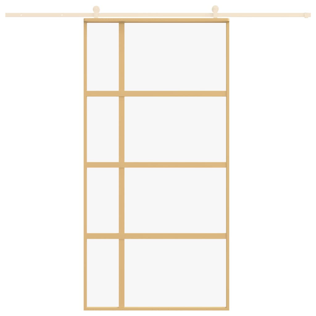 Porta scorrevole Vidaxl 102.5x205 cm Clear ESG Glass e colore in oro in alluminio