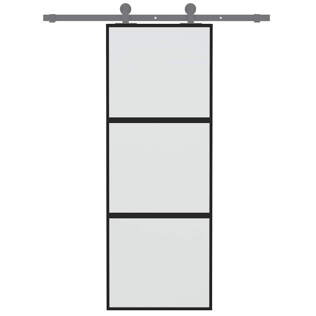 Vidaxl schuifdeur 76x205 cm gehard glas en aluminium zwart