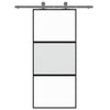 Porta scorrevole Vidaxl 90x205 cm in vetro indurito e nero in alluminio