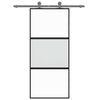 Porta scorrevole Vidaxl 90x205 cm in vetro indurito e nero in alluminio