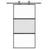 Porta scorrevole Vidaxl 102.5x205 cm in vetro indurito e nero in alluminio