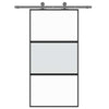 Porta scorrevole Vidaxl 102.5x205 cm in vetro indurito e nero in alluminio