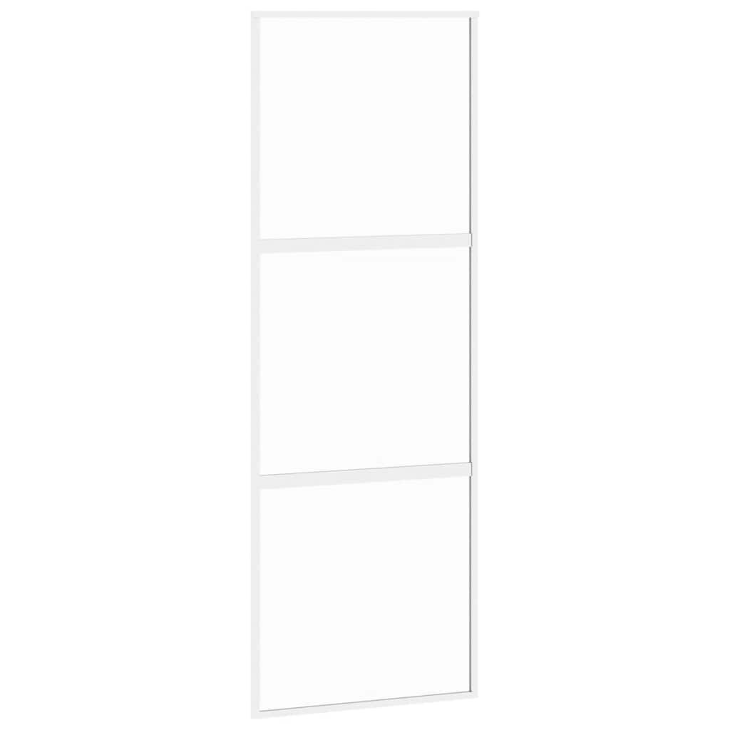 Porta scorrevole Vidaxl 76x205 cm in vetro indurito e bianco in alluminio