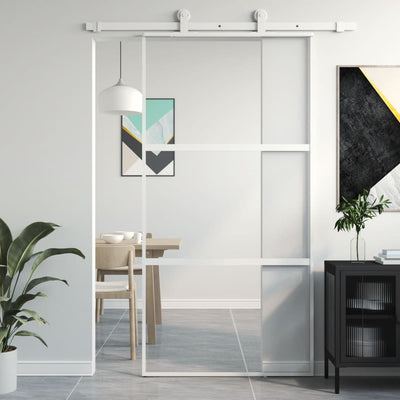 Porta scorrevole Vidaxl 102.5x205 cm in vetro indurito e bianco in alluminio