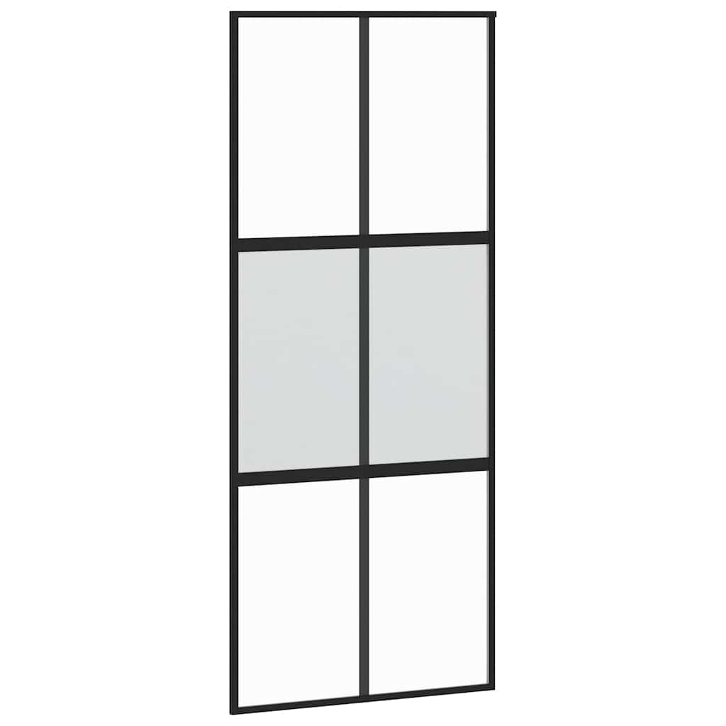 Porta scorrevole Vidaxx 90x205 cm vetro temperato e alluminio nero