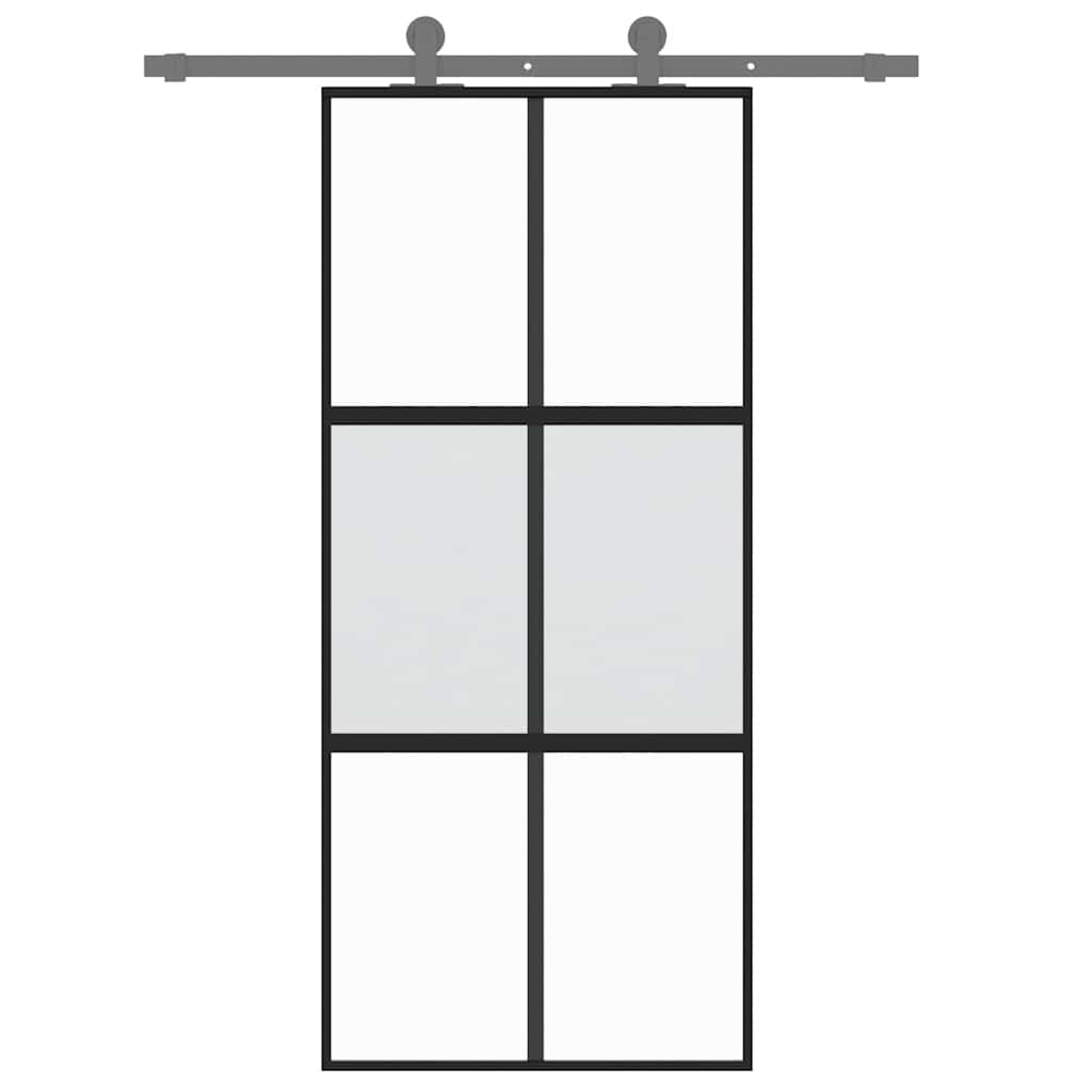 Porta scorrevole Vidaxx 90x205 cm vetro temperato e alluminio nero