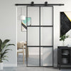 Porta scorrevole Vidaxx 90x205 cm vetro temperato e alluminio nero