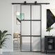 Porta scorrevole Vidaxx 90x205 cm vetro temperato e alluminio nero