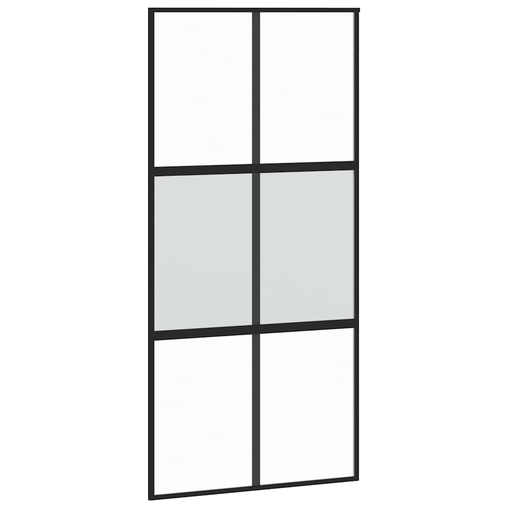 Porta scorrevole Vidaxx 102,5x205 cm vetro temperato e alluminio nero