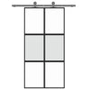 Porta scorrevole Vidaxx 102,5x205 cm vetro temperato e alluminio nero