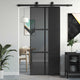 Porta scorrevole Vidaxx 90x205 cm vetro temperato e alluminio nero