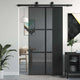 Porta scorrevole Vidaxl 102.5x205 cm in vetro indurito e nero in alluminio