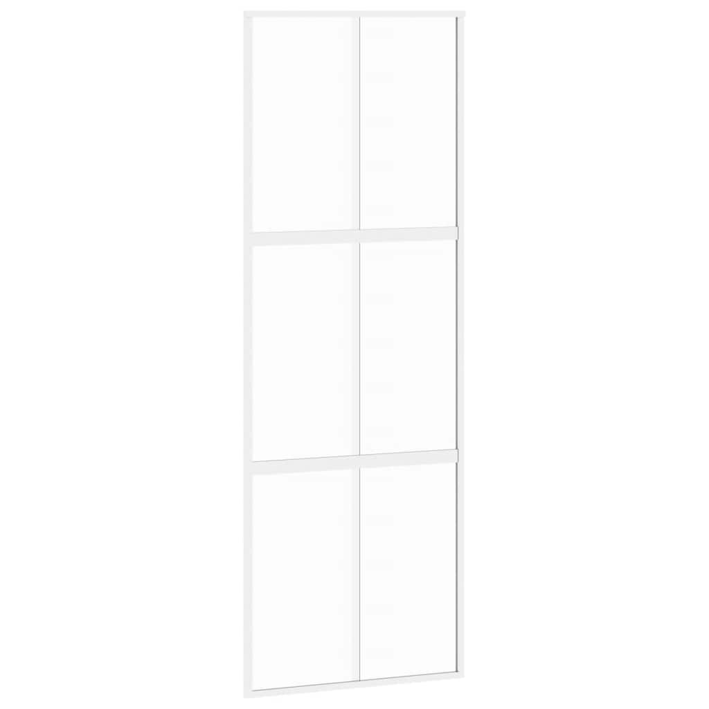 Porta scorrevole Vidaxl 76x205 cm in vetro indurito e bianco in alluminio