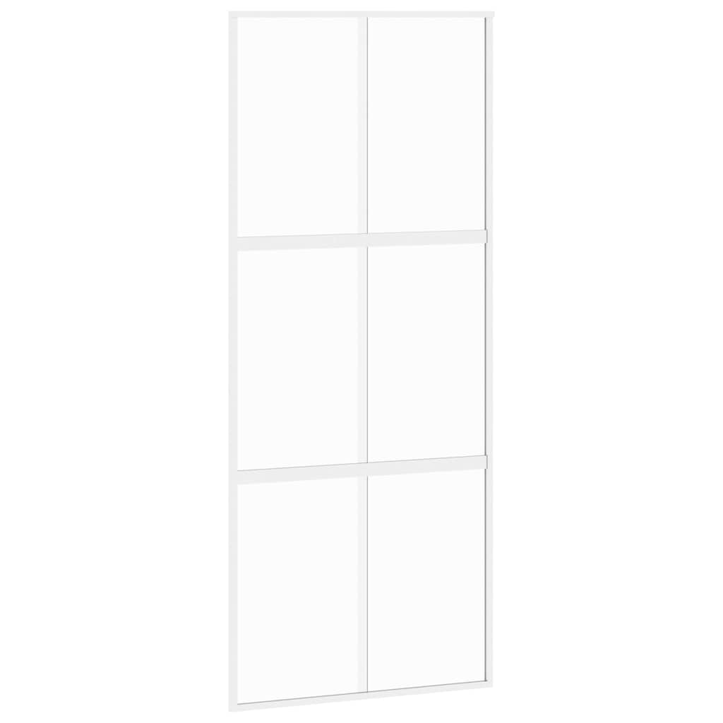 Porta scorrevole Vidaxl 90x205 cm in vetro temprato e bianco in alluminio
