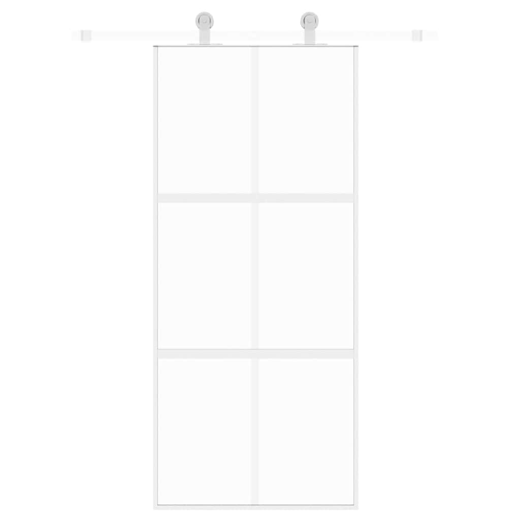 Porta scorrevole Vidaxl 90x205 cm in vetro temprato e bianco in alluminio