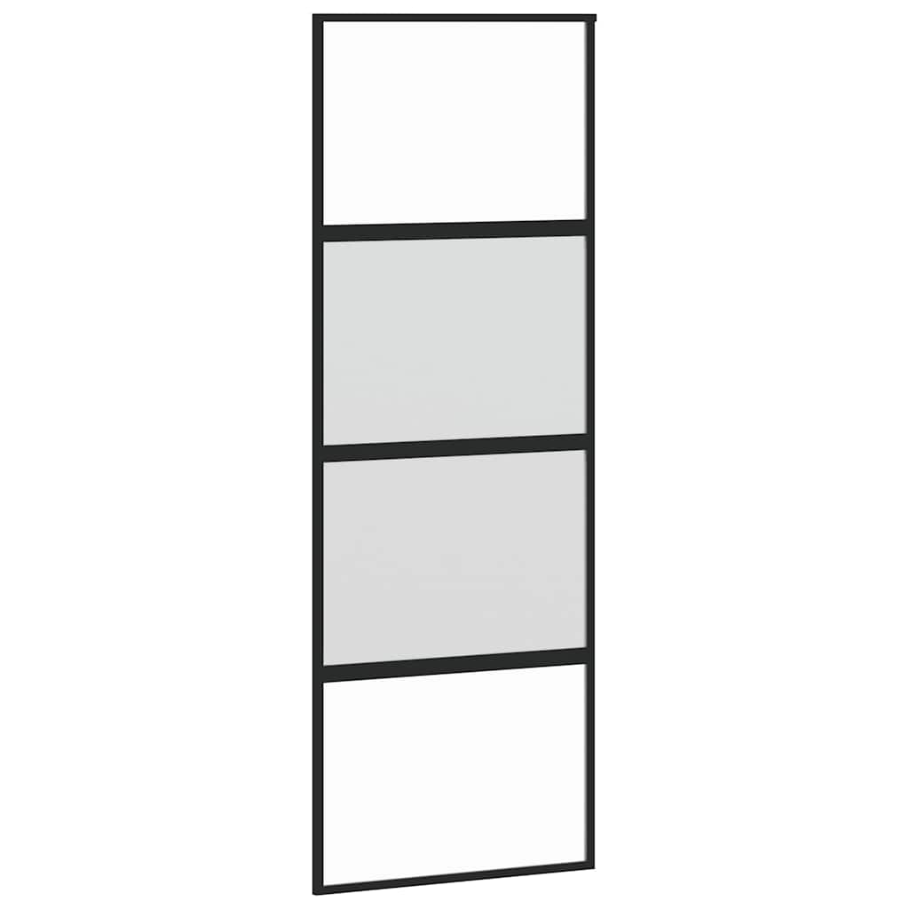 Porta scorrevole Vidaxx 76x205 cm vetro temperato e alluminio nero