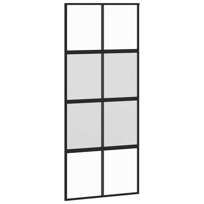 Puerta corredera Vidaxl 90x205 cm de vidrio endurecido y negro de aluminio