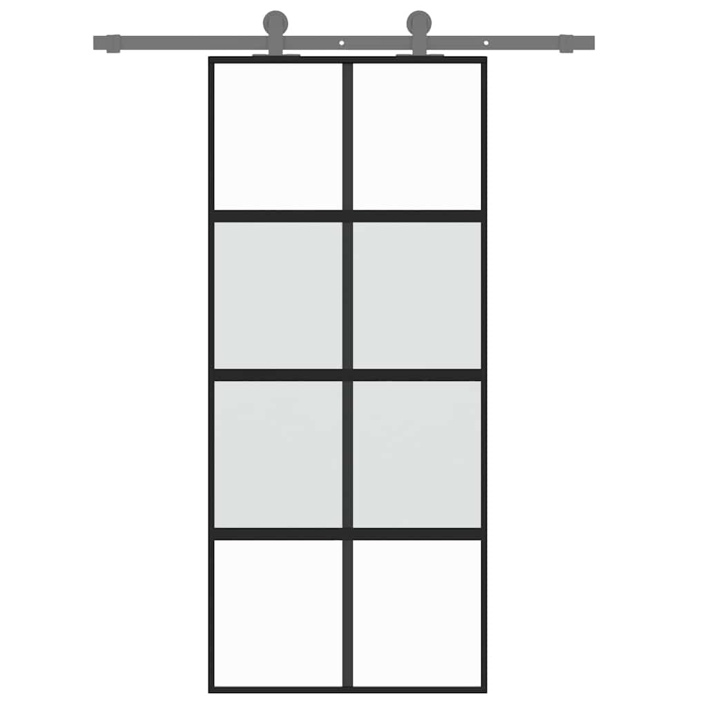 Porta scorrevole Vidaxl 90x205 cm in vetro indurito e nero in alluminio