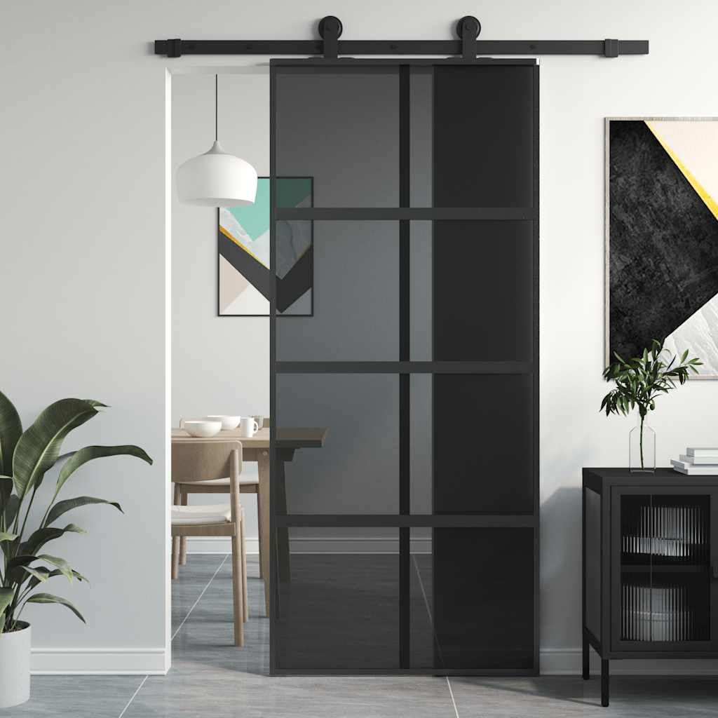 Vidaxx puerta corredera 90x205 cm cristal templado y aluminio negro