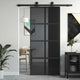 Porta scorrevole Vidaxx 90x205 cm vetro temperato e alluminio nero