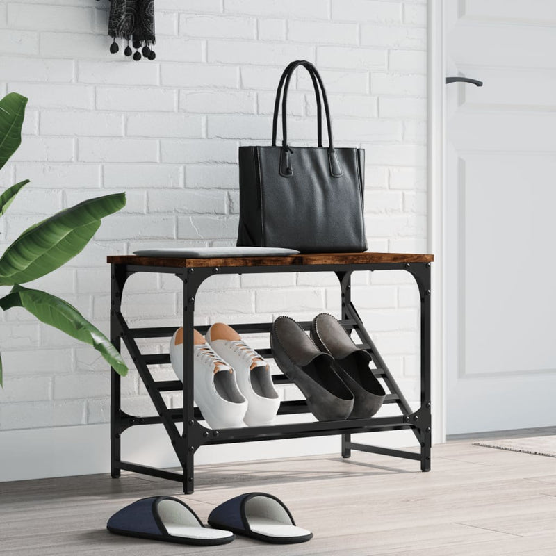 Vidaxl Shoe Rack 60x30x45 cm de madera procesada de roble ahumado coloreado