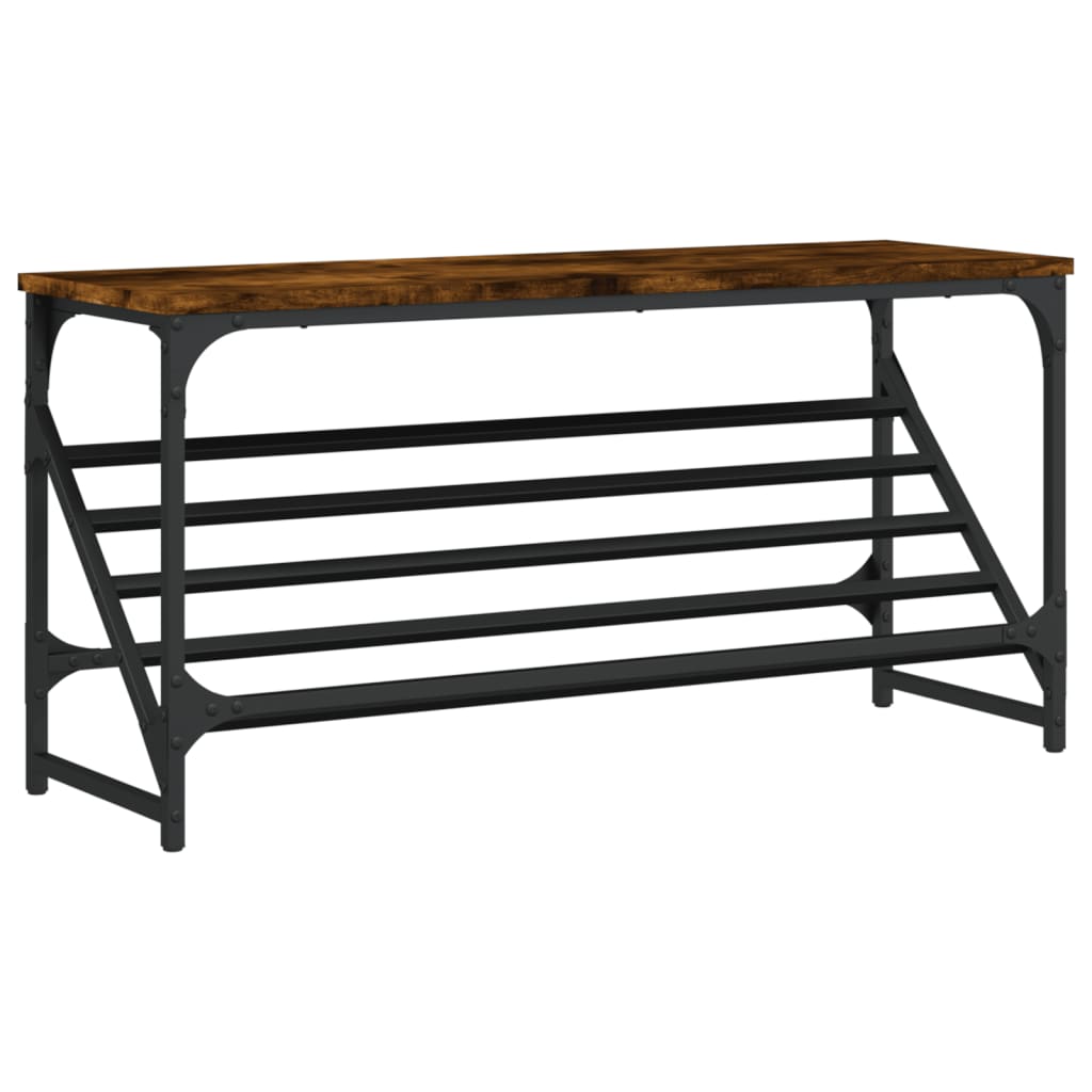 Vidaxl Shoe Rack 90x30x45 cm de madera procesada de roble ahumado coloreado