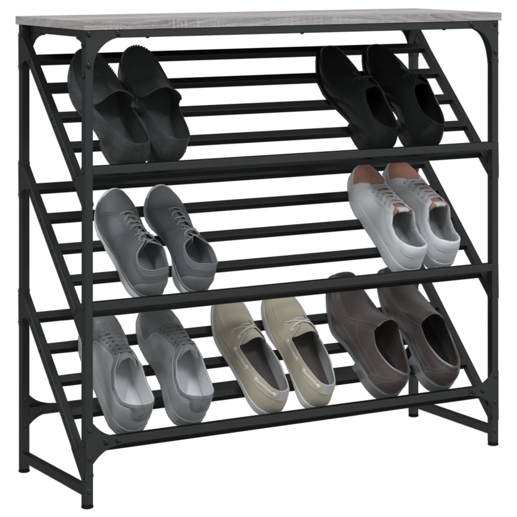 Vidaxl Shoe Rack 90x30x85 cm de madera procesada Sonoma gris