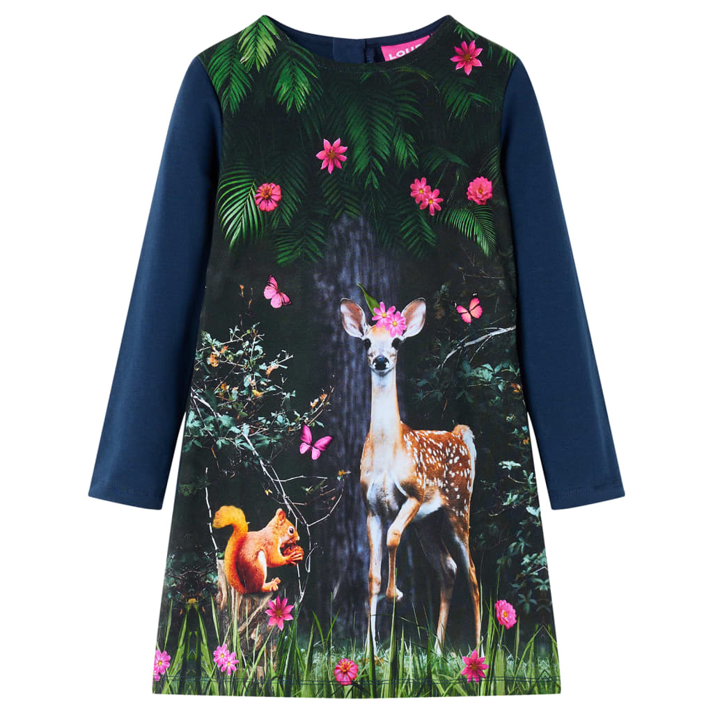 Abito per bambini VidaXL a maniche lunghe 104 blu navy