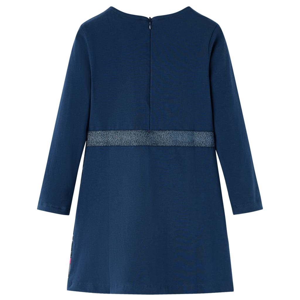 Vestido infantil vidaXL manga larga 140 azul marino