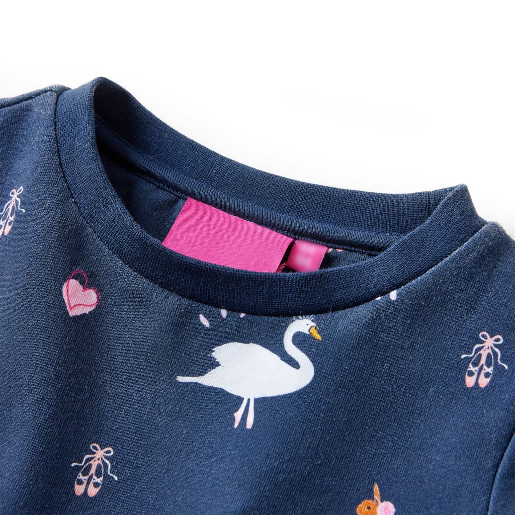 Vidaxl kinderjurk met lange mouwen 116 marineblauw